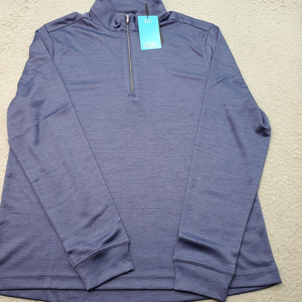 Greg Norman Golf 1/4 Zip Pullover Mens S Navy Performance Stretch Play-Dry Logo